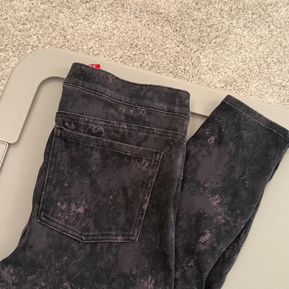 Spanx Mottled Charcoal Grey tummy control Jean Shaping Jeanish Leggings Size L - Picture 2 of 4